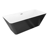 Mexen Tava baignoire îlot rainurée 170 x 75 cm, blanc/noir, trop-plein gun metal - 52851707575-95 76639 5905315622952
