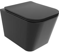 Mexen Teo Cuvette de WC Rimless Tornado avec abattant Slim Soft-Close, en plastique thermodurci, noir mat - 30850685T