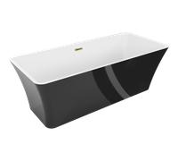 Mexen Tonia baignoire autoportante 170 x 75 cm, blanc/noir, trop-plein doré - 52171707575-50 46012 5905315380630