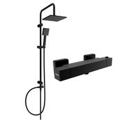Mexen Tord ensemble de douche à montage mural avec pomme de douche et robinet de douche thermostatique Cube, noir - 77200200-70 5988 5907709180727