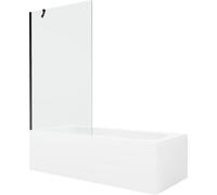 Mexen Vega baignoire rectangulaire 150 x 70 cm avec habillage et pare-baignoire 1 volet 100 cm, transparent, noir 22302 5905315204929