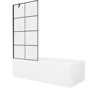 Mexen Vega baignoire rectangulaire 150 x 70 cm avec habillage et paroi de baignoire à 1 volet 90 cm, motif noir 22313 5905315205032