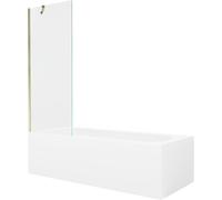 Mexen Vega baignoire rectangulaire 150 x 70 cm avec habillage et écran pare-baignoire 1 vantail 70 cm, transparent, doré 22293 5905315204837