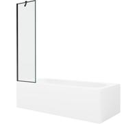 Mexen Vega baignoire rectangulaire 150 x 70 cm avec habillage et écran pare-baignoire à 1 volet de 50 cm, motif noir 22303 5905315204936