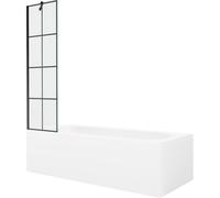 Mexen Vega baignoire rectangulaire 150 x 70 cm avec habillage et pare-bain 1 volet 50 cm, motif noir - 550115070X9505007077 22309 5905315204998