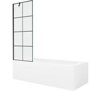 Mexen Vega baignoire rectangulaire 150 x 70 cm avec habillage et paroi de douche 1 volet 70 cm, motif noir 22311 5905315205018