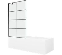 Mexen Vega baignoire rectangulaire 150 x 70 cm avec habillage et paroi de douche à 1 vantail de 100 cm, motif noir 22314 5905315205049