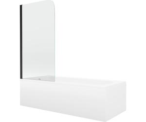 Mexen Vega baignoire rectangulaire 150 x 70 cm avec habillage et paroi pare-baignoire 1 volet 70 cm, transparent, noir 13078 5907709162440