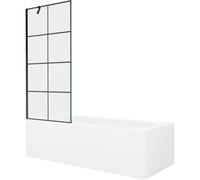 Mexen Vega baignoire rectangulaire 150 x 70 cm avec habillage et paroi pare-baignoire 1 volet 80 cm, motif noir 22312 5905315205025