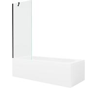 Mexen Vega baignoire rectangulaire 160 x 70 cm avec habillage et paravent à 1 panneau 70 cm, transparent, noir 22329 5905315205193