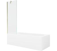 Mexen Vega baignoire rectangulaire 160 x 70 cm avec habillage et pare-baignoire 1 volet 60 cm, transparent, doré 22322 5905315205124