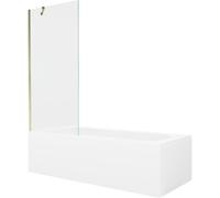 Mexen Vega baignoire rectangulaire 160 x 70 cm avec habillage et pare-baignoire 1 volet 80 cm, transparent, doré 22324 5905315205148