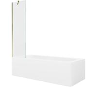 Mexen Vega baignoire rectangulaire 160 x 70 cm avec habillage et pare-baignoire à 1 volet 50 cm, transparent, doré 22321 5905315205117