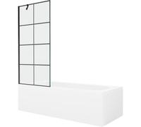 Mexen Vega baignoire rectangulaire 160 x 70 cm avec habillage et paroi 1-pli 80 cm, motif noir - 550116070X9508007077 22342 5905315205322