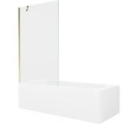 Mexen Vega baignoire rectangulaire 160 x 70 cm avec habillage et paroi de baignoire 1 volet 100 cm, transparent, doré 22326 5905315205162