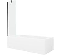 Mexen Vega baignoire rectangulaire 160 x 70 cm avec panneau et paravent à 1 vantail 50 cm, transparent, noir 22327 5905315205179
