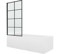 Mexen Vega baignoire rectangulaire 160 x 70 cm avec tablier et pare-baignoire 1 volet 80 cm, motif noir fixe 13147 5907709162723