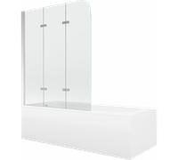 Mexen Vega baignoire rectangulaire 160 x 70 cm avec tablier et paroi de douche à 3 volets 120 cm, transparent, chrome 13140 5907709107809