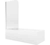 Mexen Vega baignoire rectangulaire 170 x 70 cm avec habillage et paroi de baignoire 1 volet 75 cm, transparent, chrome 13152 5907709162778