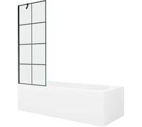 Mexen Vega baignoire rectangulaire 170 x 70 cm avec habillage et paroi de douche à 1 volet 70 cm, motif noir 22373 5905315205612