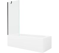 Mexen Vega baignoire rectangulaire 180 x 80 cm avec habillage et paravent à 1 battant 70 cm, transparent, noir 22391 5905315205797