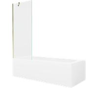 Mexen Vega baignoire rectangulaire 180 x 80 cm avec habillage et paravent à 1 battant 70 cm, transparent, doré 22385 5905315205735