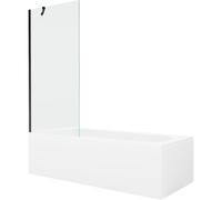 Mexen Vega baignoire rectangulaire 180 x 80 cm avec habillage et paravent à 1 vantail 80 cm, transparent, noir 22392 5905315205803