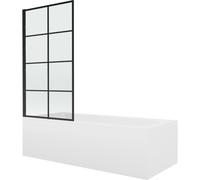 Mexen Vega baignoire rectangulaire 180 x 80 cm avec habillage et pare-baignoire à 1 volet 70 cm, motif noir 13181 5907709163027