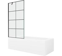Mexen Vega baignoire rectangulaire 180 x 80 cm avec habillage et paroi de douche à 1 volet 90 cm, motif noir 22405 5905315205933