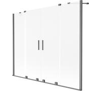 Mexen Velar Duo pare-douche baignoire 2 battants coulissants 180 x 150 cm, givré, gris canon brossé - 896-180-000-32-66 41850 5905315277718