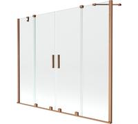 Mexen Velar Duo pare-douche de baignoire 2 volets coulissants 180 x 150 cm, transparent, cuivre brossé - 896-180-000-02-65 24719 5905315222145