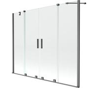 Mexen Velar Duo pare-douche de baignoire 2 volets coulissants 180 x 150 cm, transparent, gris canon brossé - 896-180-000-02-66 24725 5905315222206