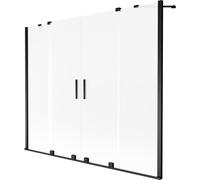 Mexen Velar Duo pare-douche de baignoire coulissant à 2 vantaux 190 x 150 cm, givré, noir - 896-190-000-32-70 41947 5905315277794