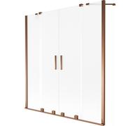 Mexen Velar Duo paroi de baignoire 2 battants coulissants 150 x 150 cm, givré, or rose - 896-150-000-32-60 41833 5905315277541