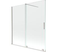 Mexen Velar Écran de baignoire coulissant à 2 battants 160 x 150 cm, transparent, nickel brossé - 896-160-000-01-97
