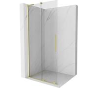 Mexen Velar L panneau de douche coulissant Walk-in 110 x 200 cm, transparent 8 mm, or brossé - 871-110-003-03-55