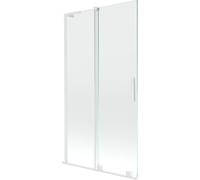 Mexen Velar L pare-baignoire coulissant à 2 battants 100 x 150 cm, transparent, blanc - 896-100-003-01-20