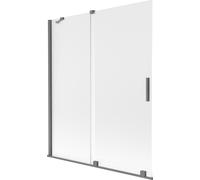 Mexen Velar pare-baignoire coulissant à 2 battants 140 x 150 cm, frost, gun metal - 896-140-000-31-95