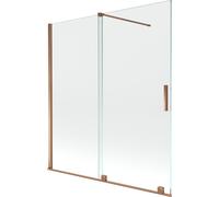 Mexen Velar paroi de baignoire à 2 battants coulissante 150 x 150 cm, transparent, or rose - 896-150-000-01-60 24487 5905315221315