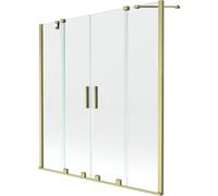 Mexen Velar Paroi de douche Duo à 2 panneaux coulissants 150 x 150 cm, transparent, or brossé - 896-150-000-02-55 24704 5905315221995