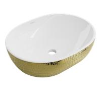 Mexen Viki lavabo à poser 48 x 35 cm, blanc/or motif écailles - 21054808 21883 5907709156784