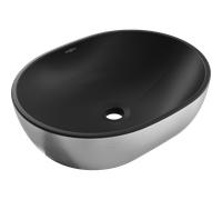 Mexen Viki lavabo à poser 48 x 35 cm, noir mat/motif argent lignes - 21054873 21888 5907709156814