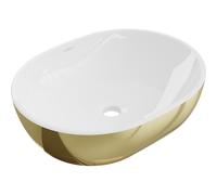 Mexen Viki lavabo à poser 48 x 35 cm, blanc/doré - 21054806 21882 5907709156760