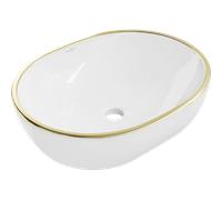 Mexen Viki lavabo sur plan 48 x 35 cm, blanc/rebord doré - 21054805 21881 5907709156753