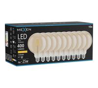 Mexen Vintis 10x Ampoule à filament LED E27, G125, 4W, Chaude - 2200K, 400 lm, ambre - L158-E27-0422-50x10 96383 5907931024660
