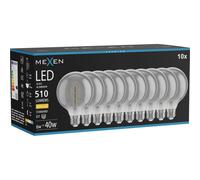 Mexen Vintis 10x Ampoule filament spirale LED E27, G95, 6W, Chaud - 2700K, 510 lm, fumé - L167-E27-0627-70x10 96521 5907931025100