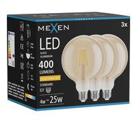Mexen Vintis 3x ampoule à filament LED E27, G125, 4W, chaude - 2200K, 400 lm, ambre - L158-E27-0422-50x03 96307 5907931017204