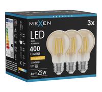 Mexen Vintis 3x Ampoule filament LED E27, A60, 4W, Chaude - 2200K, 400 lm, ambre - L150-E27-0422-50x03 95985 5907931015880