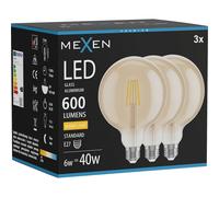Mexen Vintis 3x Ampoule filament LED E27, G125, 6W, Chaude - 2700K, 600 lm, ambre - L158-E27-0627-50x03 96310 5907931017235