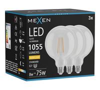 Mexen Vintis 3x Ampoule filament LED E27, G125, 8W, Chaude - 2700K, 1055 lm, claire - L158-E27-0827-00x03 96314 5907931017273
